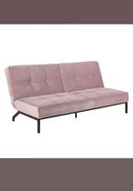 Leen Bakker slaapbank Linz – zacht roze fluweel, Ophalen, Zo goed als nieuw, Tweepersoons, Zwart