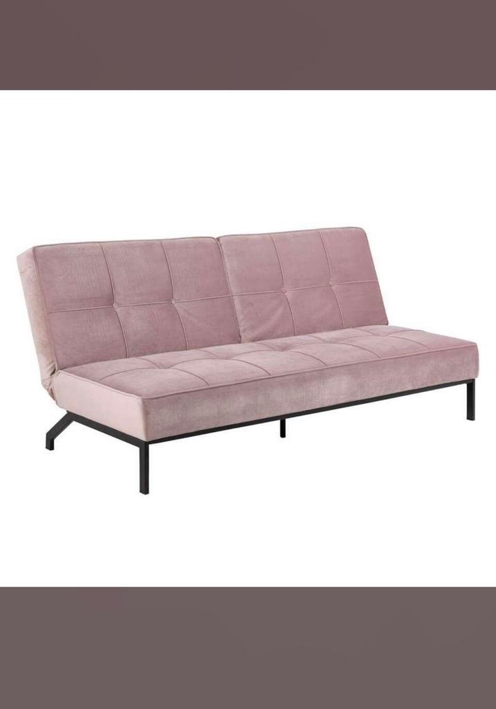 Leen Bakker slaapbank Linz – zacht roze fluweel, Huis en Inrichting, Slaapkamer | Slaapbanken, Zo goed als nieuw, Tweepersoons