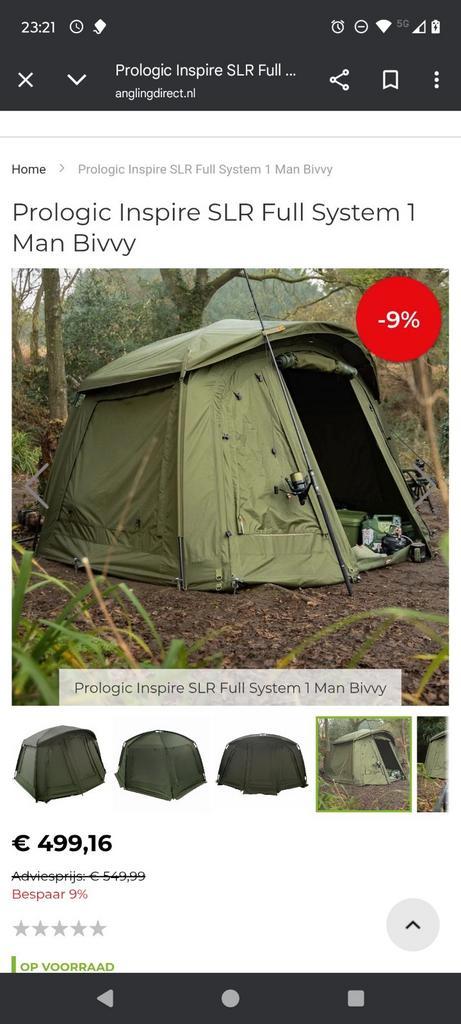GEZOCHT: Prologic Inspire SLR Bivvy Full System, Watersport en Boten, Hengelsport | Karpervissen, Ophalen