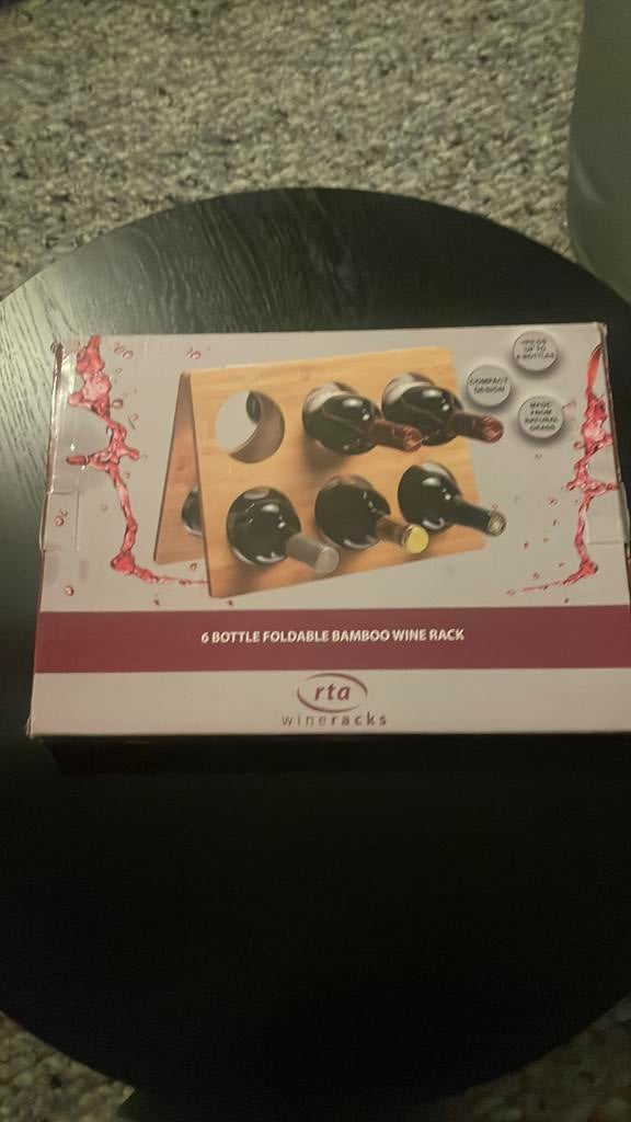 6 bottle foldable bamboo wine rack, Ophalen of Verzenden, Nieuw