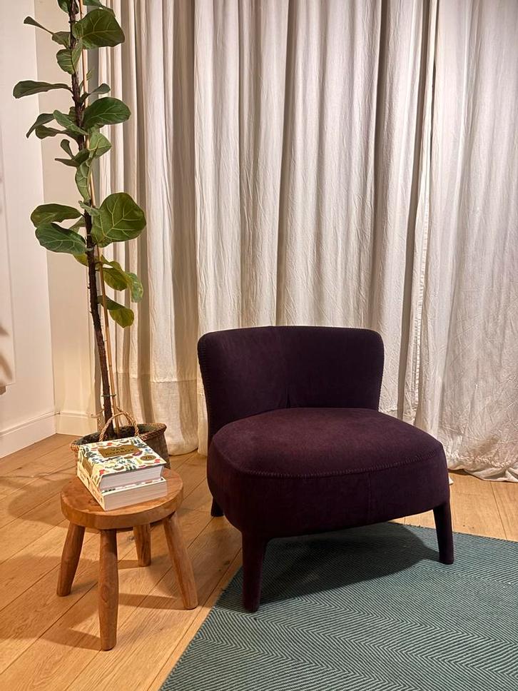 B&B Italia Maxalto Apta Febo Stoel - Paars Velvet, Huis en Inrichting, Fauteuils, Gebruikt, Stof, 50 tot 75 cm, Minder dan 75 cm