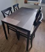Uitschuifbare eetfafel met 4 stolen, Huis en Inrichting, Ophalen, Zo goed als nieuw, Rechthoekig, 50 tot 100 cm