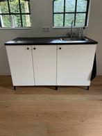 Witte IKEA keukenunit zwart steenlook blad spoelbak & kraan, Huis en Inrichting, Ophalen, Wit, Enkelwandige keuken, Zo goed als nieuw