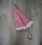 Roze met witte hartjes - afgewerkt met ruches, Sieraden, Tassen en Uiterlijk, Paraplu's, Ophalen of Verzenden, Zo goed als nieuw