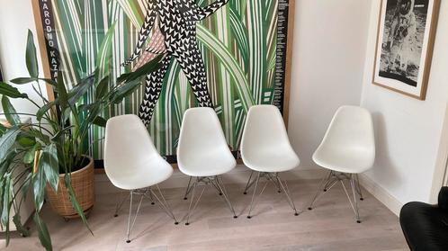 VITRA- DSR (4x), Huis en Inrichting, Stoelen, Gebruikt, Vier, Kunststof, Metaal, Wit, Ophalen