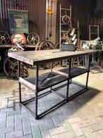 Oude industriële werkbank hout en staal, Ophalen of Verzenden