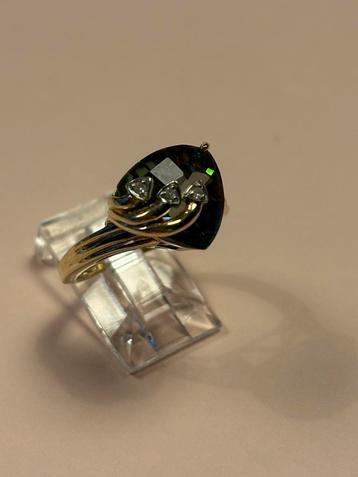 9 karaat houden ring met mystieke topaas em diamanten beschikbaar voor biedingen