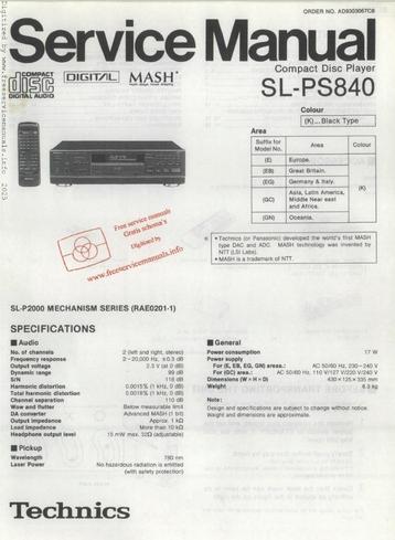 Technics, sl-ps840 originele service manual beschikbaar voor biedingen