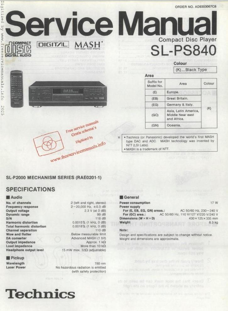 Technics, sl-ps840 originele service manual, Boeken, Catalogussen en Folders, Gelezen, Ophalen of Verzenden