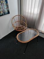 Rotan stoel met tafeltje, Ophalen, Gebruikt, Bruin, Nostalgisch