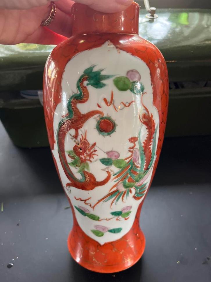 Chinese Vaas met Draak en Feniks, Antiek en Kunst, Antiek | Vazen, Ophalen of Verzenden