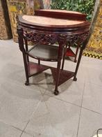 Oosters sidetable rozenhout marmer inleg besneden €265, Huis en Inrichting, Tafels | Sidetables, Ophalen, Industrieel landelijk barok brocante koloniaal boheems vintage