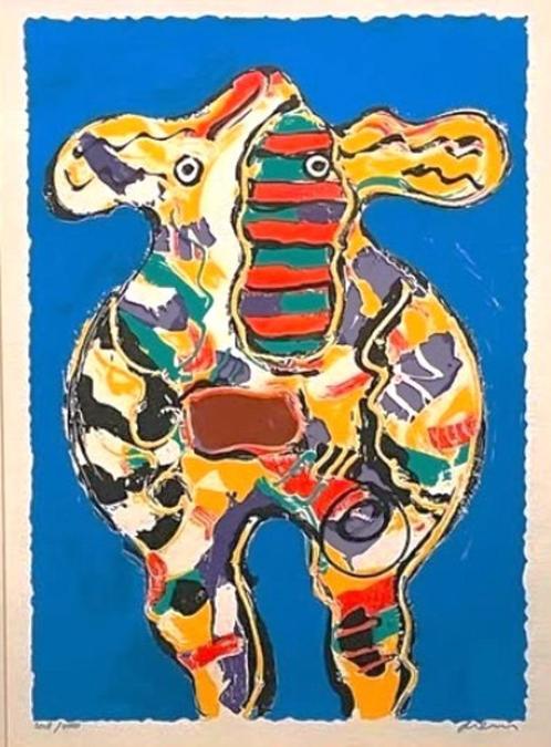 Peter Diem (1945) - Bonte Koe, Antiek en Kunst, Kunst | Litho's en Zeefdrukken, Ophalen of Verzenden