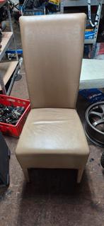 Zes Creme Leren Eetkamerstoelen, Ophalen, Gebruikt, Wit, Leer
