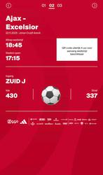 TE KOOP | Ajax Excelsior | Boven Fside | 2 naast elkaar, Tickets en Kaartjes, Twee personen