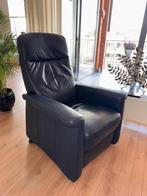 Blauw leren relax fauteuil, Ophalen, Gebruikt, 50 tot 75 cm, Leer