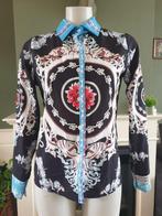 Made in Italy zwarte print top blouse 38 M 40 Gratis verzend, Maat 38/40 (M), Made in Italy, Verzenden, Zwart