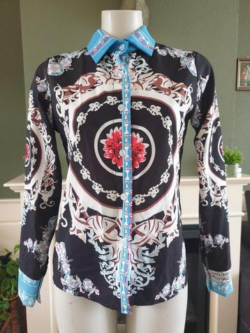 Made in Italy zwarte print top blouse 38 M 40 Gratis verzend beschikbaar voor biedingen