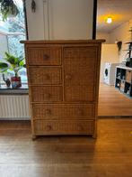 Vintage Boho Rotan Ladekast, Ophalen, 5 laden of meer, 100 tot 150 cm, 50 tot 100 cm