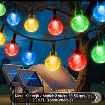 Gekleurde solar lichtslinger 4x 100 led nieuw in doos beschikbaar voor biedingen