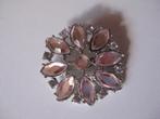 Vintage bling: zilverkleurige broche met roze strass, Overige materialen, 4 tot 7 cm, Ophalen of Verzenden, Roze