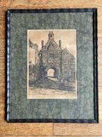Ets van A. Boer van de Waterpoort in Tiel, ingelijst, Antiek en Kunst, Kunst | Etsen en Gravures, Ophalen