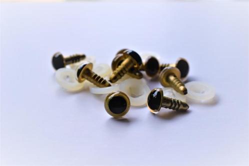 Veiligheidsoogjes, zwart met goud, diverse maten, Hobby en Vrije tijd, Breien en Haken, Nieuw, Breien of Haken, Overige typen