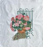 Borduurwerk, zijde, hortensia, viooltje, vintage, Ophalen