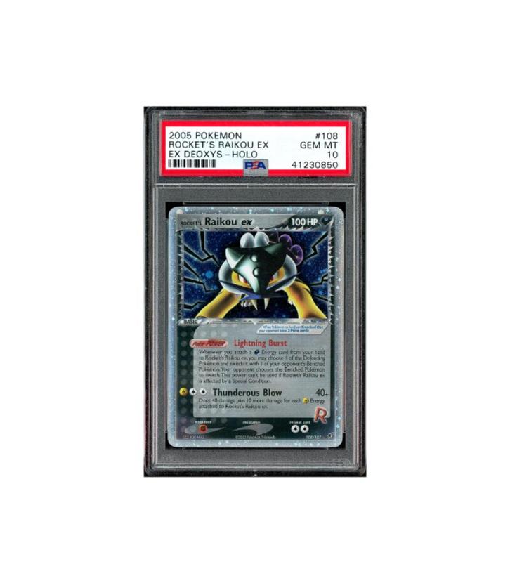 Pokemon Team Rocket's Raikou ex EX Deoxys Holo #108 PSA 10, Hobby en Vrije tijd, Verzamelkaartspellen | Pokémon, Zo goed als nieuw