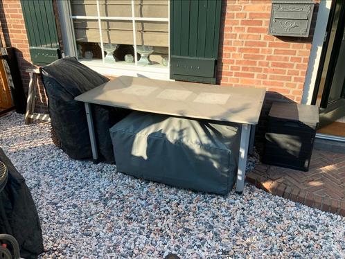 Tuintafel Beton met 4 stoelen, Tuin en Terras, Tuinsets en Loungesets, Gebruikt, Tuinset, Overige materialen, 4 zitplaatsen, Eettafel
