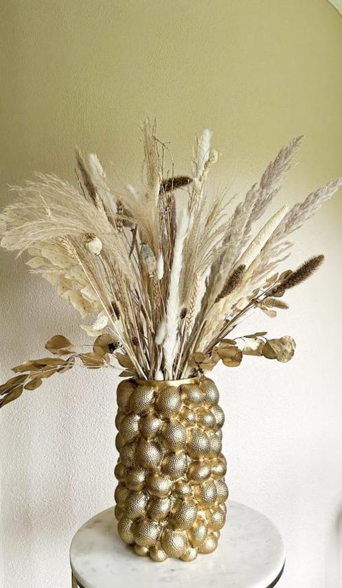 Lemon vaas brons – medium – incl. droogbloemen, Huis en Inrichting, Woonaccessoires | Droogbloemen, Nieuw, Verzenden