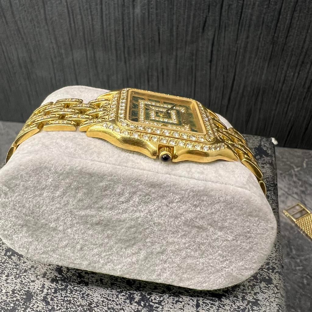 Gouden cartier horloge 18 karaat massief diamant bezet, Ophalen of Verzenden, Zo goed als nieuw, Goud