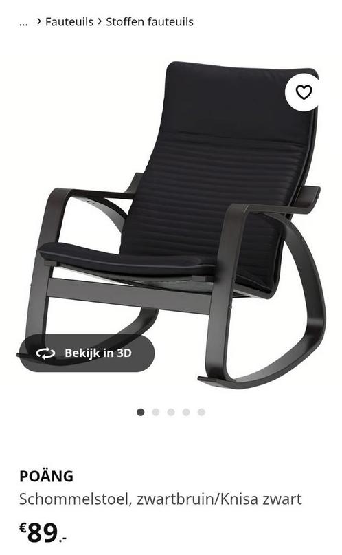 Ikea Poang schommelstoelen, Huis en Inrichting, Stoelen, Gebruikt, Twee, Stof, Zwart, Ophalen