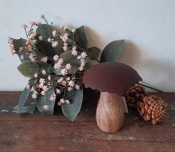 Mooie decoratie paddenstoel mangohout en metaal roest beschikbaar voor biedingen