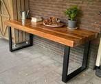 Stevige tafel met industriële metalen poten. PTMD collectie, Huis en Inrichting, Tafels | Eettafels, Ophalen, Gebruikt, 50 tot 100 cm