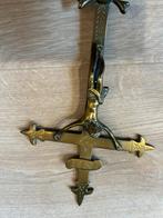 Antiek Bronzen Crucifix met Schedel, Ophalen of Verzenden