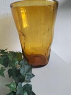 Grote design vaas, mondgeblazen. Kleur amber, Overige kleuren, Ophalen of Verzenden, Minder dan 50 cm, Glas