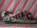 Kind en hond groot zwaar antiek beeld uit Frankrijk 58 cm., Antiek en Kunst, Ophalen