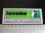 sticker inveka naaldwijk venray logo kassenbouw verwarming, Verzamelen, Verzenden, Zo goed als nieuw, Bedrijf of Vereniging