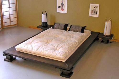 japans bed, Amsterdam- Centrum, Huis en Inrichting, Slaapkamer | Bedden, Gebruikt, Tweepersoons, 140 cm, 200 cm, Hout, Bruin, Ophalen
