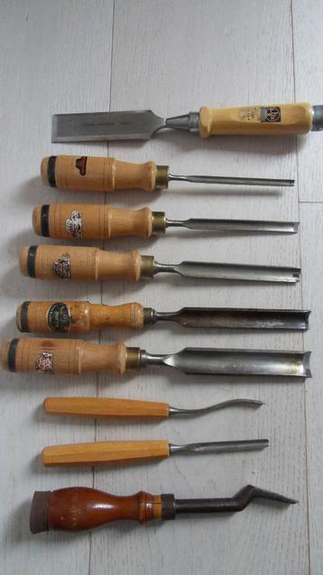 9x Gutsen / beitels Nooitgedacht / Lux / Pfeil ( Houtdraai ) beschikbaar voor biedingen