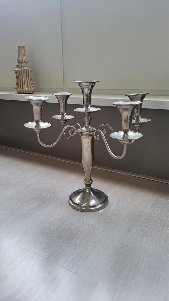 Stijlvolle robuuste kandelaar, Ophalen of Verzenden, Metaal, Minder dan 25 cm