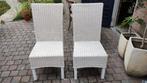 4 witte rotan eetkamerstoelen, Huis en Inrichting, Stoelen, Ophalen, Wit, Riet of Rotan, Zo goed als nieuw