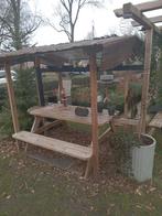 Houten Picknicktafel met Overkapping, Tuin en Terras, Picknicktafels, Kinderpicknicktafel, Gebruikt, Ophalen of Verzenden, Rechthoekig
