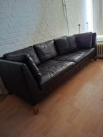 Leren donkerbruine 3-zitsbank, Ophalen, Gebruikt, Leer