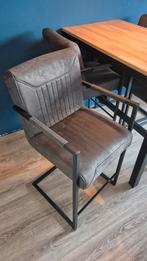 Barkrukken 4 stuks Antraciet suede, Ophalen, Zo goed als nieuw, Inclusief barstoelen