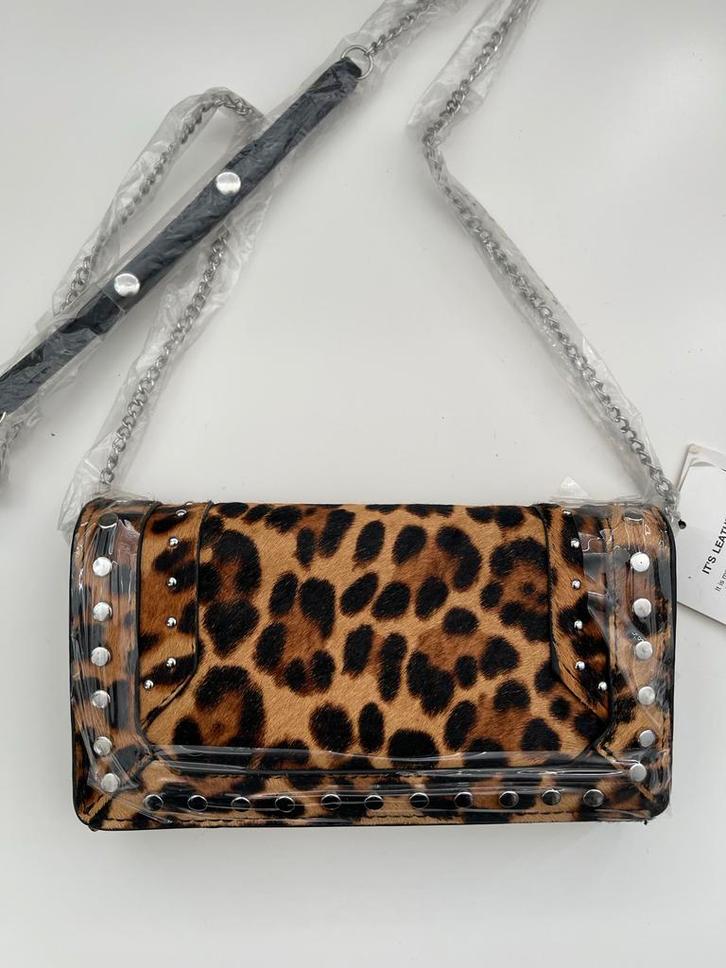 Zara Luipaard Clutch Leer - Nieuw!, Sieraden, Tassen en Uiterlijk, Tassen | Damestassen, Nieuw, Avondtasje, Bruin, Ophalen of Verzenden