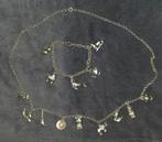 Vintage zilveren  bedelarmband 5 bedels en ketting 9 bedels, Overige merken, Gebruikt, Ophalen of Verzenden, 4 bedels of meer