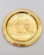 Vintage 60s Sphinx Piramides Gizeh Egypte wandbord messing, Ophalen
