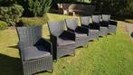 Set van 6 mooie zwarte wicker tuinstoelen, Ophalen, Zo goed als nieuw, Wicker